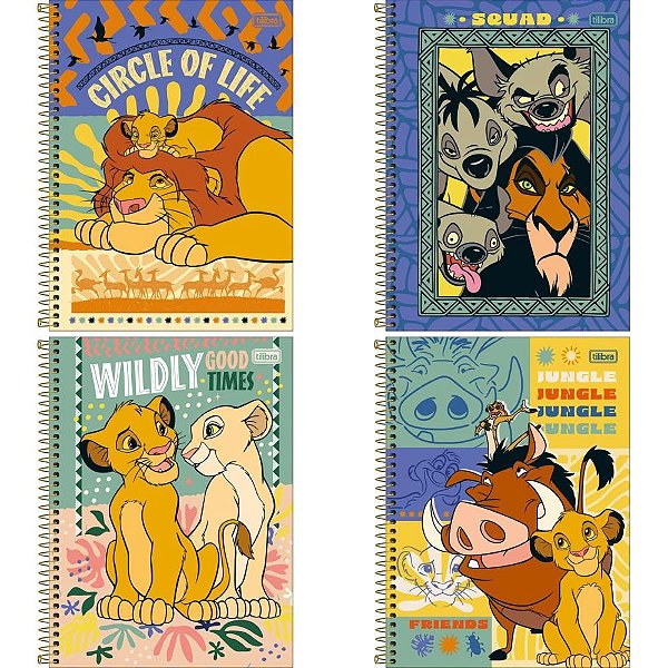 Caderno 01X1 Capa Dura o Rei Leão 80 Folhas – Pacote com 4 Unidades