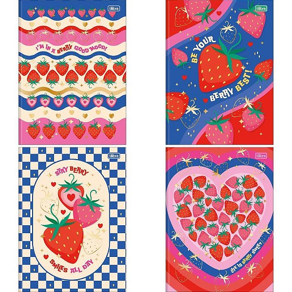 Caderno Brochurão Capa Dura BE BERRY 80 Folhas Pacote com  05