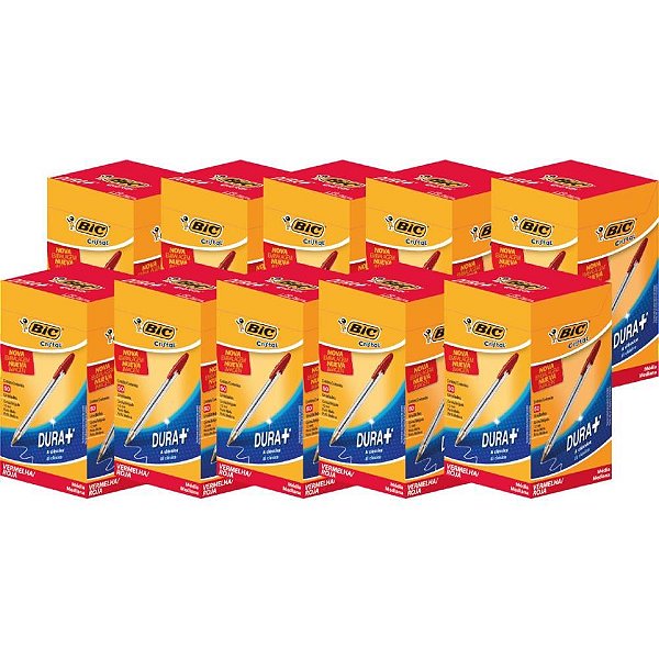 Kit Promocional Caneta BIC Cristal Vermelha C/ 50 Unidades L10P9 KIT com 10