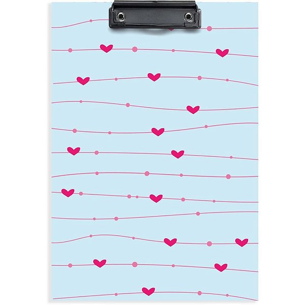 Prancheta Duratex Ofício Linha Coração com Prendedor de Metal - Stalo ( Caixa com 06 )