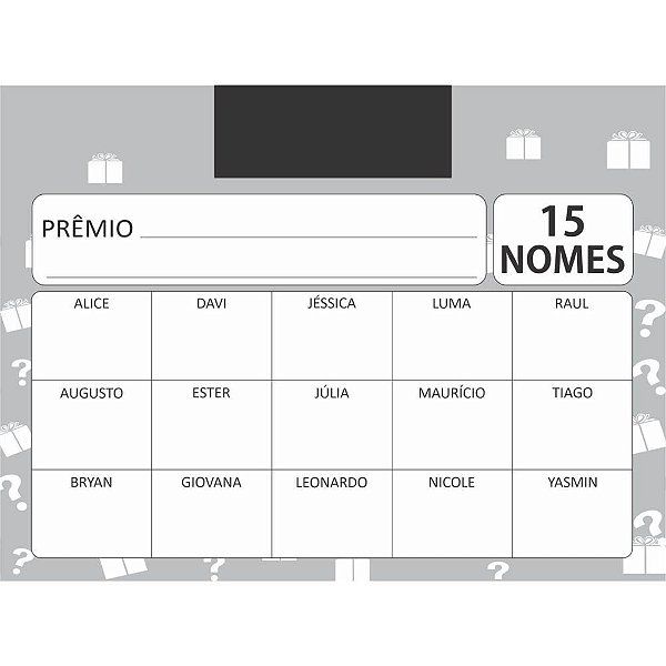 Cartela de Rifa com 15 Nomes Pacote com 50 Cartelas