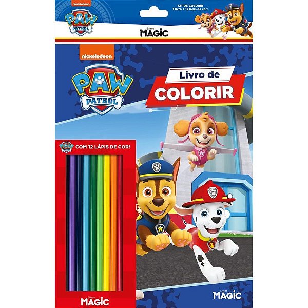Livro Infantil de Colorir com KIT de Lápis de COR Patrulha Canina