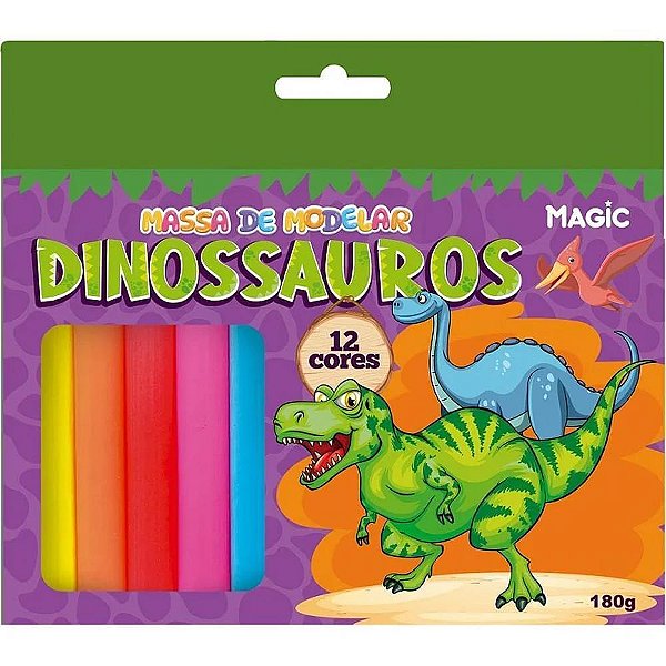 Massa para Modelar Criativa Dino 180G com 12 Cores