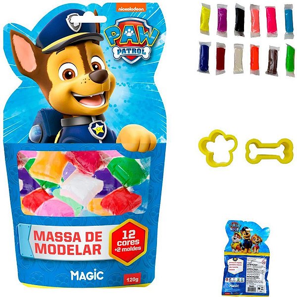 Massa para Modelar Criativa Patrulha Canina Chase 120G 12CORES e Molde