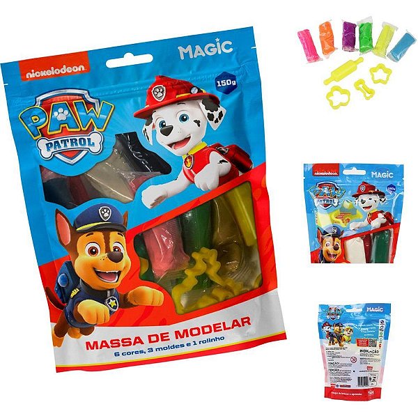 Massa para Modelar Criativa Patrulha Canina Chase 150G com 6 Cores e 3 Moldes