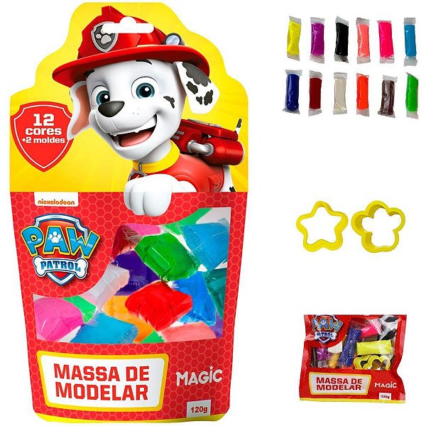 Massa para Modelar Criativa Patrulha Canina Marshall 120G com 12 Cores