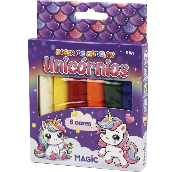 Massa para Modelar Criativa Unicórnio 90G com 6 Cores