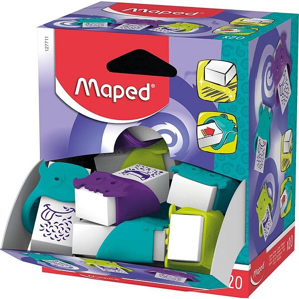 Borracha Decorada Maped Vivo Monsters com Capa de Monstrinho Display com 20 Unidades