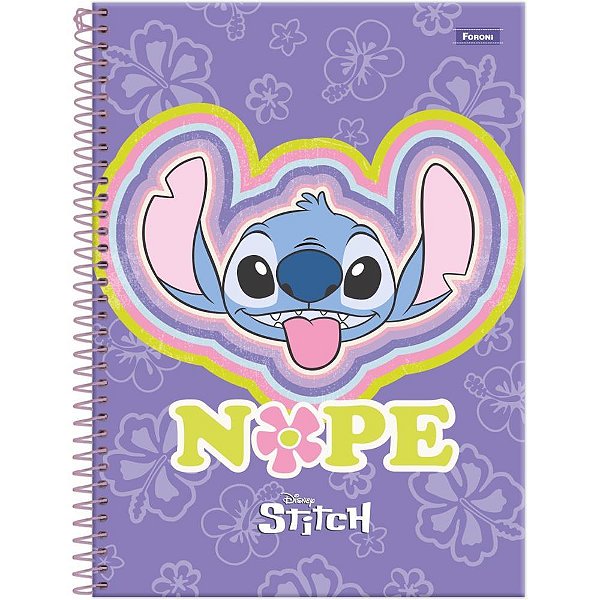 Caderno 15X1 Capa Dura STITCH 240 Folhas com Adesivos e Bolsa – Pacote com 2 Unidades