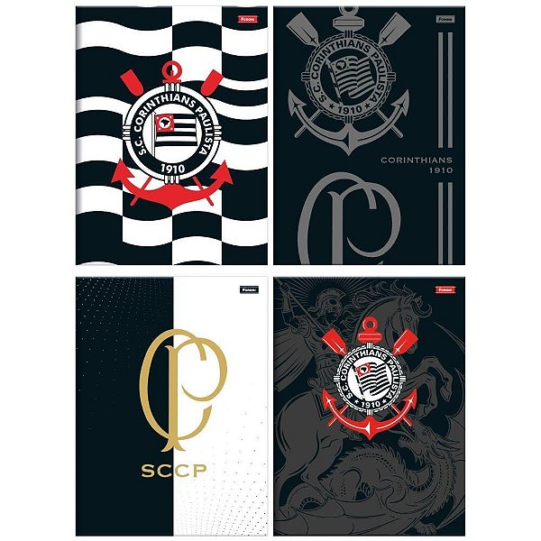 Caderno Brochurão Capa Dura Corinthians 80 Folhas (pacote com 5)