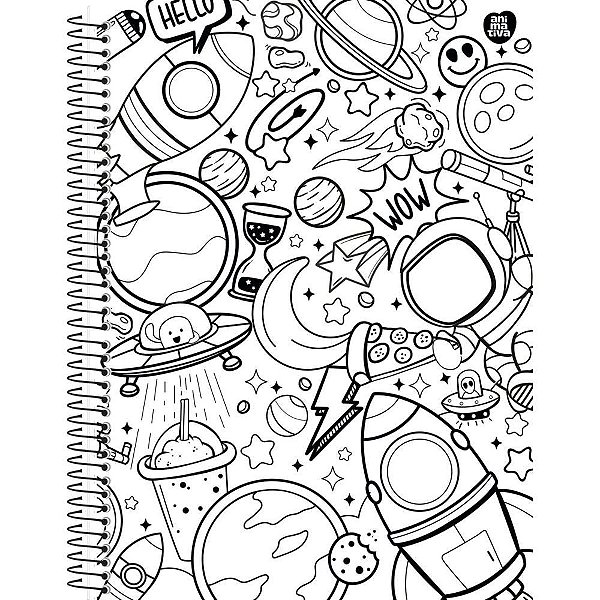 Caderno Universitário 10X1 Capa Dura Color Quest 160 Folhas com Capa para Colorir Pacote com 4