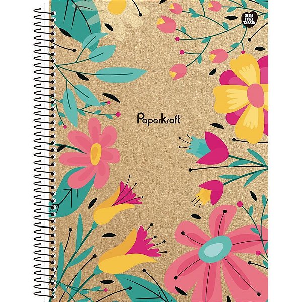 Caderno Universitário 10X1 Capa Dura Paper KRAFT 160 Folhas com Bolsa Pacote com 4