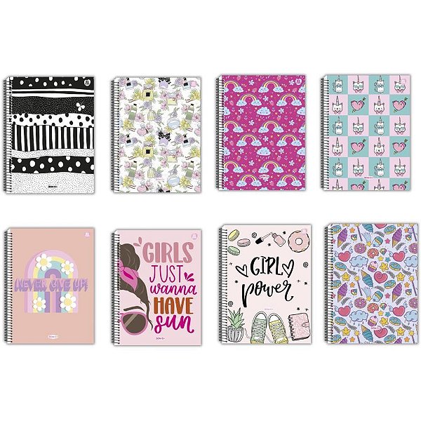 Caderno Universitário 12X1 Capa Dura BOM D+ Feminino 192 Folhas Pacote com 4
