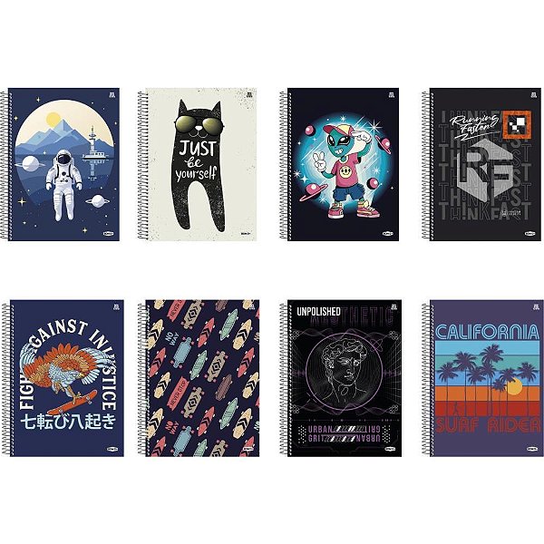 Caderno Universitário 12X1 Capa Dura BOM D+ Masculino 192 Folhas Pacote com 4