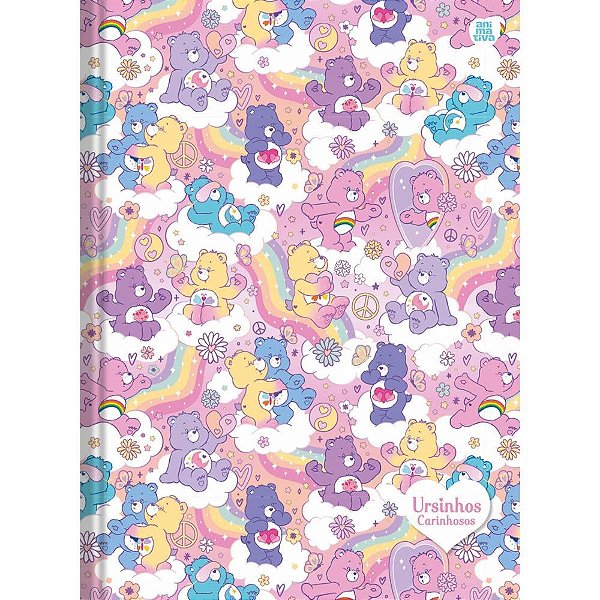 Caderno Brochurão Capa Dura Ursinhos Carinhosos 80 Folhas com Adesivos Pacote com 5