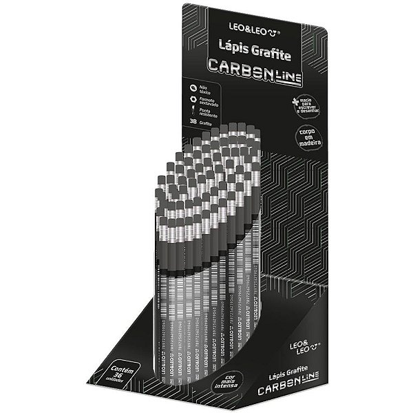 Lápis Preto Redondo Carbon Line 3B com Borracha Display com 36 Unidades