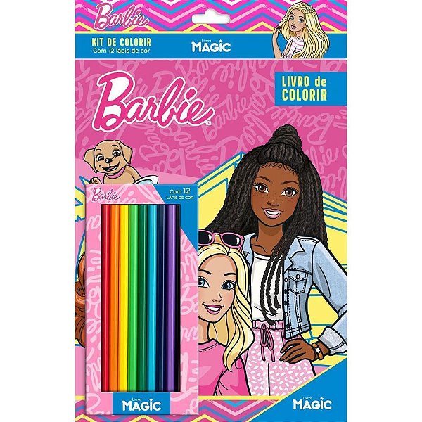 Livro Infantil de Colorir Barbie com KIT de Lápis de COR