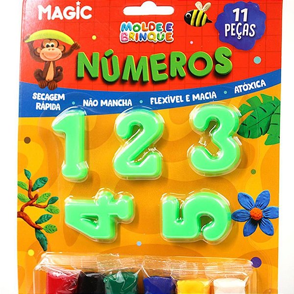 Massa para Modelar Criativa Números com 11 Peças em Cartela