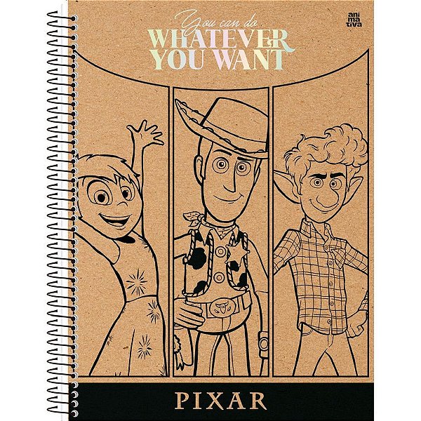 Caderno 10X1 Capa Dura Pixar 160 Folhas Pacote com 4