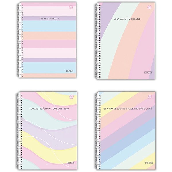 Caderno 10X1 Capa Dura Colegial Cristales 160 Folhas Pacote com 4
