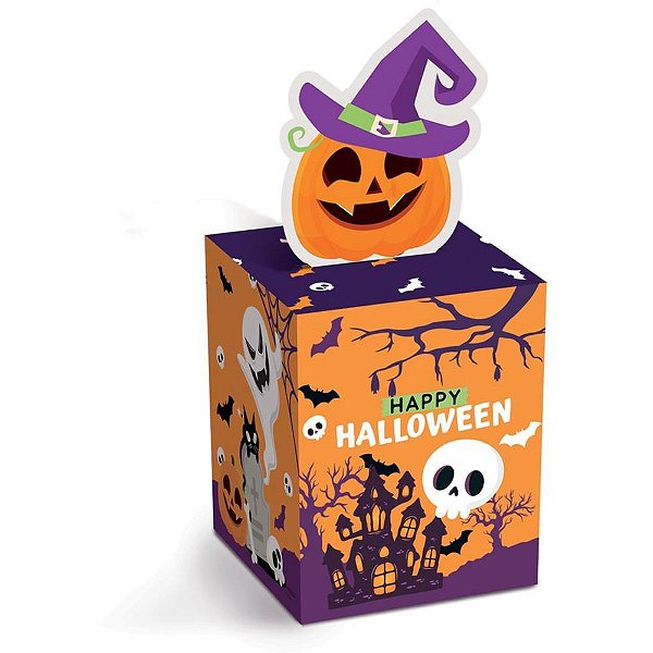Embalagem para Doces Halloween Caixa POP P 7X7X7CM Pacote com 10 Unidades