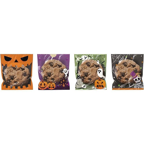 Saco Adesivado Halloween Treats 10X11+3CM ABA Pacote com 50 Unidades