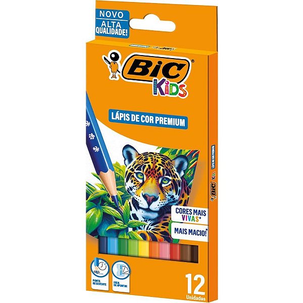 Lápis de COR Sextavado BIC KIDS Madeira 12 Cores – Pacote com 6 Conjuntos