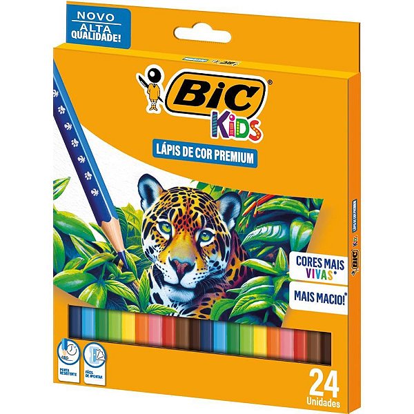 Lápis de COR Sextavado BIC KIDS Madeira 24 Cores – Pacote com 6 Conjuntos