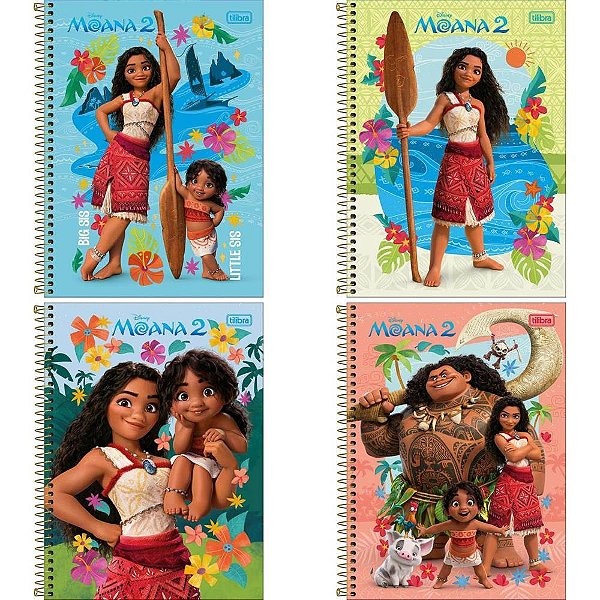 Caderno 1X1 Capa Dura Moana 80 Folhas Pacote com 4