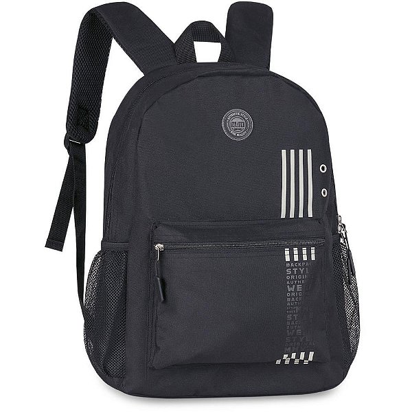 Mochila Clio STYLE Preta com Listras Grande