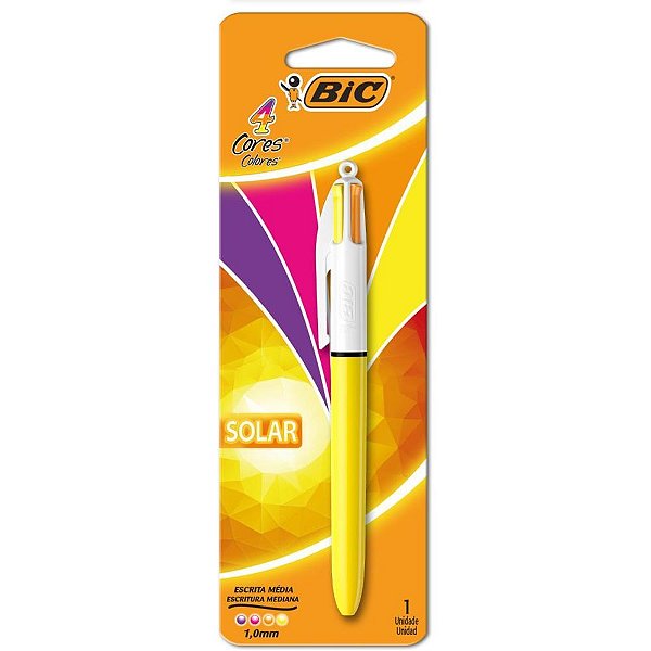 Caneta Esferográfica BIC 4 Cores Solar Fashion Blister