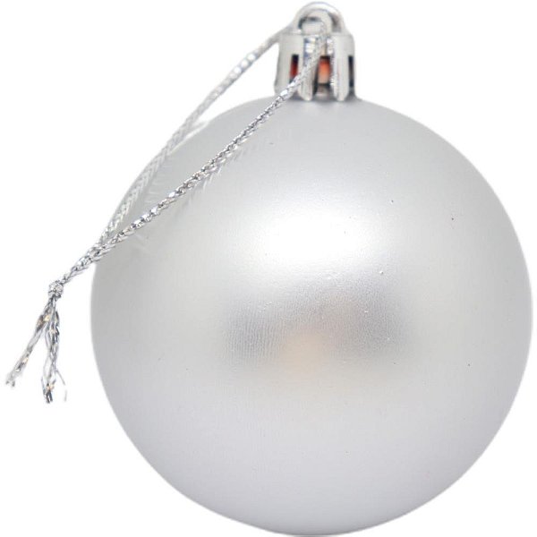 Artigo para Decoração Natal Bola 4CM FOSCA/LISA/GLITTER Prata Pacote com 6