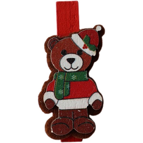 Artigo para Decoração Natal Enfeite Pregador Papai Noel 1,5CM - Pacote com 6 Unidades