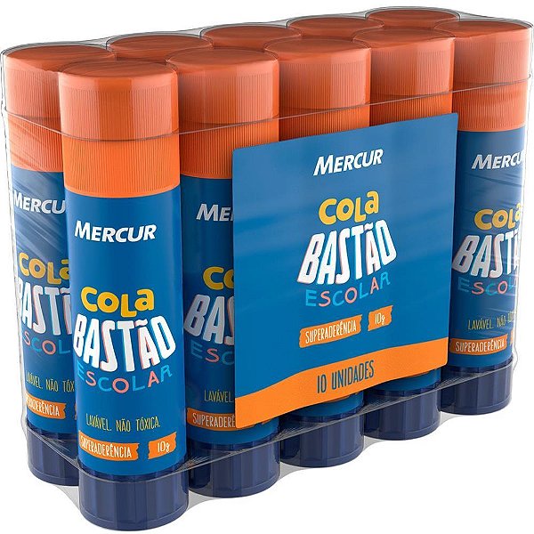 Cola em Bastão Escolar 10G Pacote com 10 Unidades