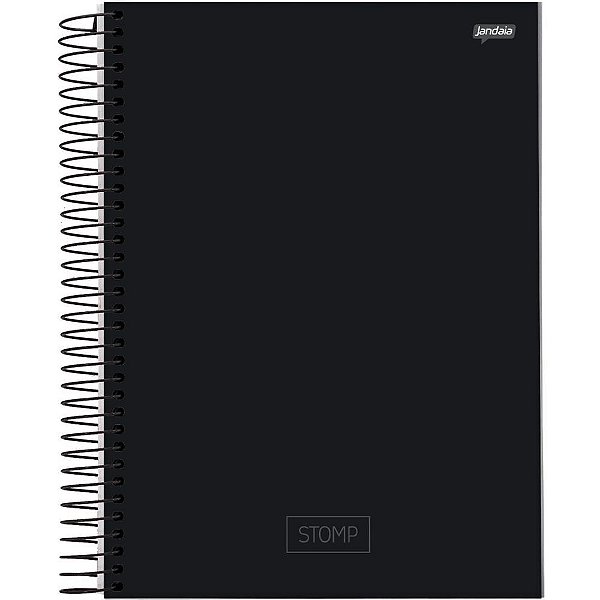 Caderno Quadriculado Universitário 7X7MM 96 Folhas Espiral Capa Dura STOMP Preto - Pacote com 4 Unidades