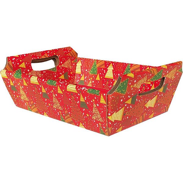 Cesta de Papel Natal Pequena 9X22X15CM - Pacote com 10 Unidades
