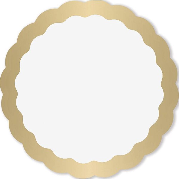 Fundo para Cesta Poli Redondo Royal Branca com Barrado Ouro 68CM - Pacote com 50 Unidades