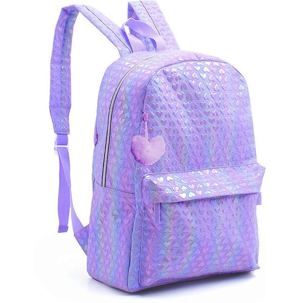 Mochila Hearts Colors com Chaveiro Sortido - KIT