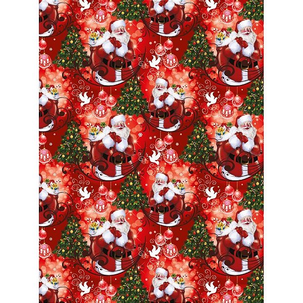 Papel Presente Natal 48X66CM Sortido Pacote com 50 Unidades