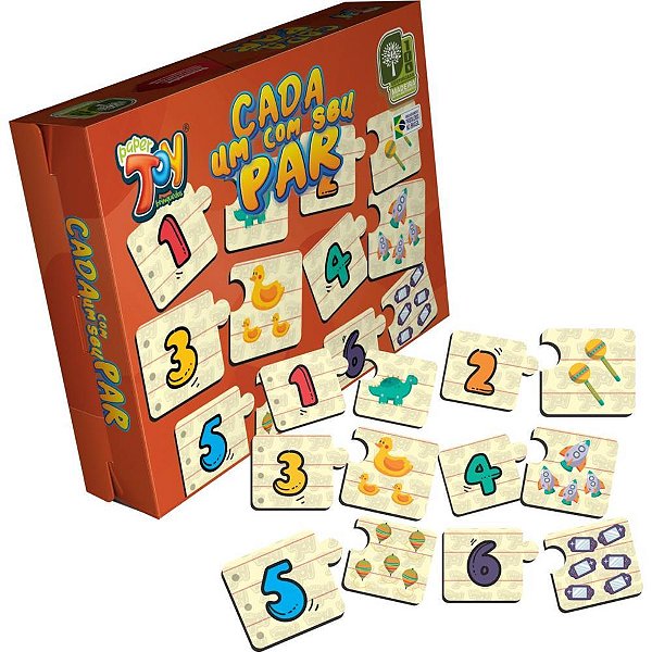 Brinquedo Pedagógico Cada UM com Seu PAR Números 12 Peças