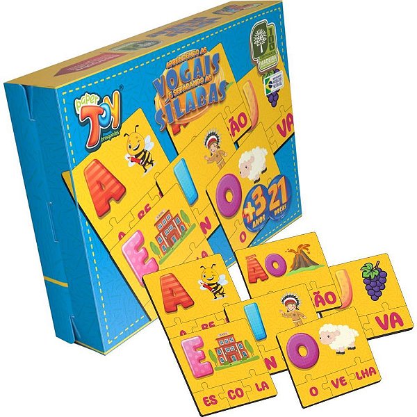 Brinquedo Pedagógico Vogais e Sílabas 21 Peças