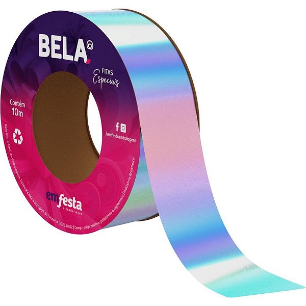 Fita Nacarada 30MM X 10M Azul Claro Pacote com 5 Unidades