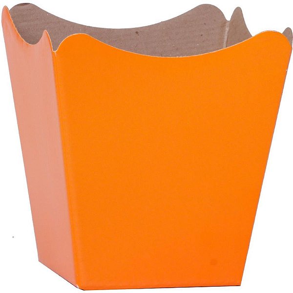 Cachepot Paper Liso Laranja 16X17X11CM - Pacote com 10 Unidades