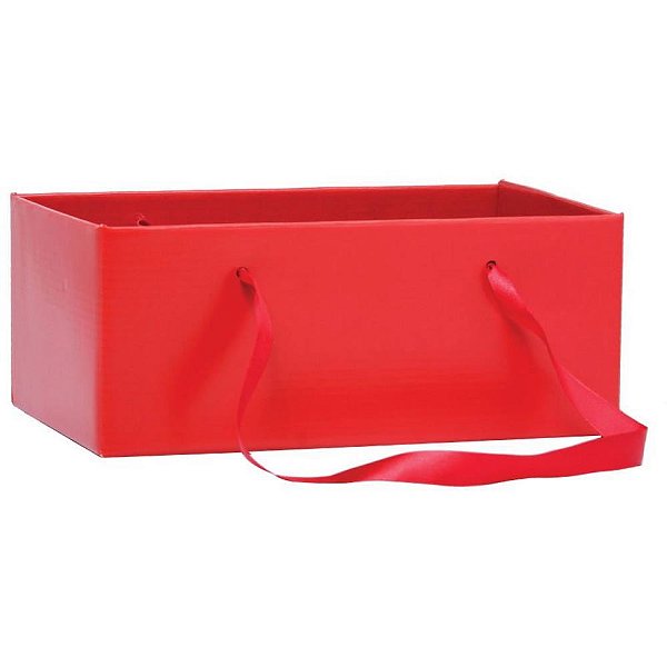 Cachepot Paper Liso Vermelho Retangular C/ALÇA 24X15X10 - Pacote com 5
