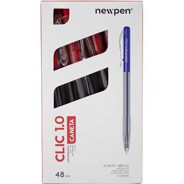 Caneta Esferográfica CLIC 1.0MM Vermelha Caixa com 48 Unidades
