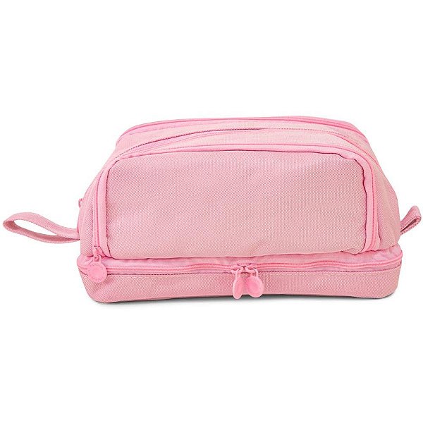 Estojo Quádruplo Tecido Rosa Pastel