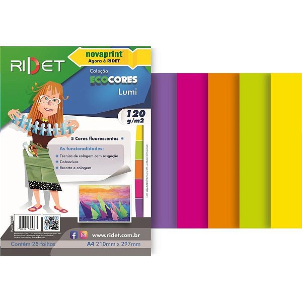 Bloco para Educação Artística Lumi A4 5 Cores 120G 25 Folhas 21X29 Pacote