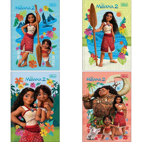 Caderno Brochura 1/4 Capa Dura Moana 80 Folhas Pacote com 05
