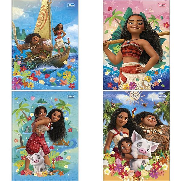 Caderno Brochurão Capa Dura Moana 80 Folhas Pacote com 5 Unidades