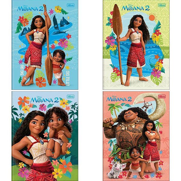 Caderno Brochurão Capa Dura Moana 80 Folhas Pacote com 5 Unidades